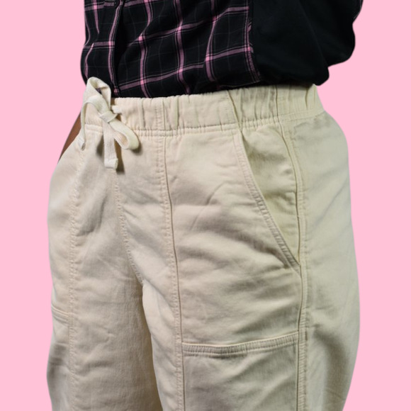 Aerie Me Day Pants Tan Khaki Tie Waist Wide Leg Flare Cotton Soft Relaxed Small - Picture 9 of 14